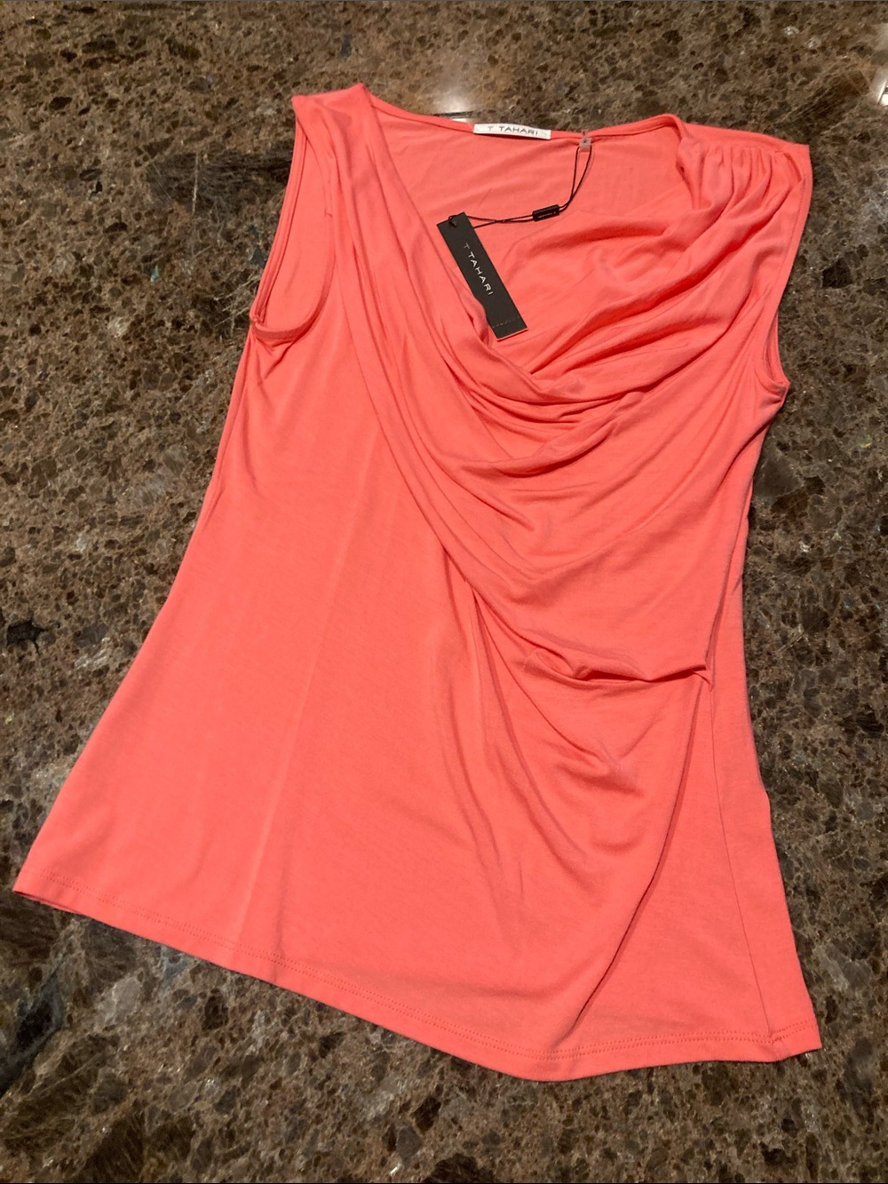 Tahari Coral Blouse Sleeveless Drape-Front